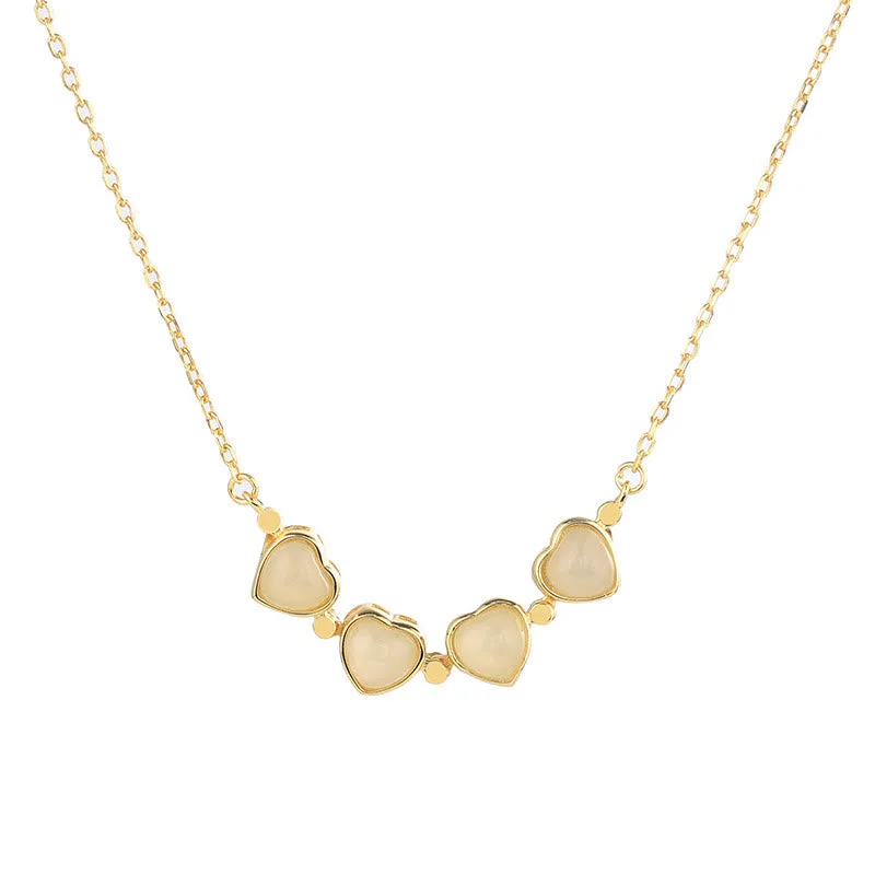 Mythstone 925 Sterling Silver Four Leaf Clover White Jade Red Agate Abundance Necklace Pendant - Image 4