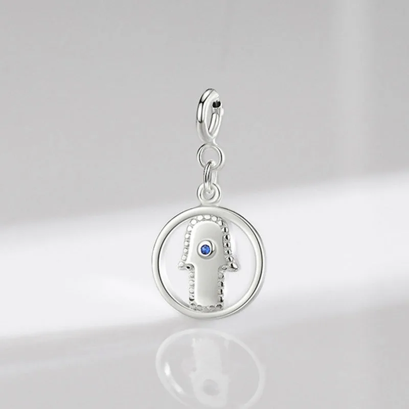 925 Sterling Silver Evil Eye Hamsa Symbol Prosperity Luck Chain Necklace Pendant - Image 9
