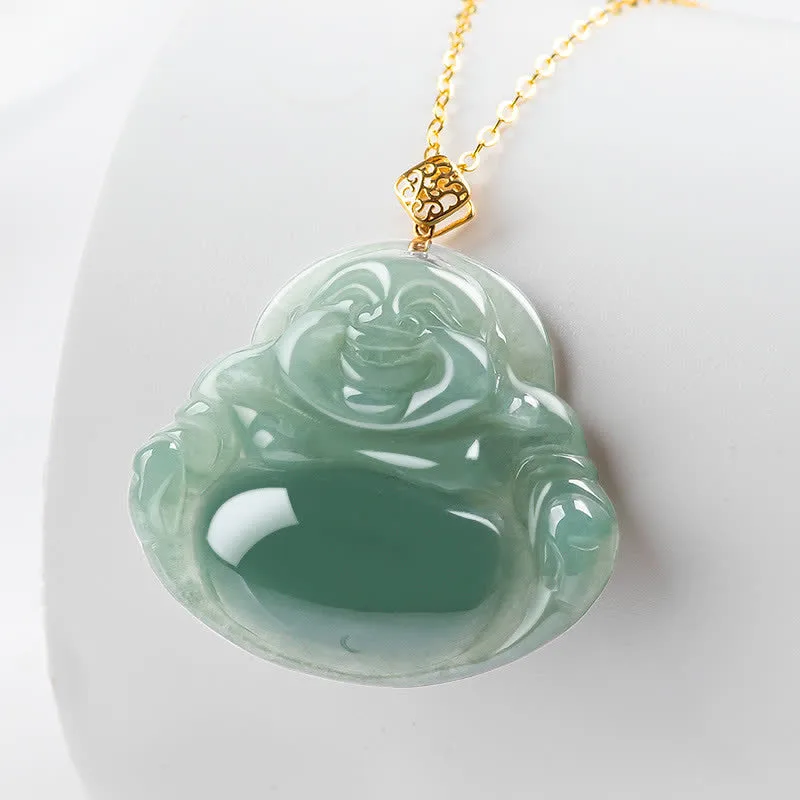 Mythstone Laughing Buddha Natural Jade Prosperity Abundance Necklace Pendant - Image 2