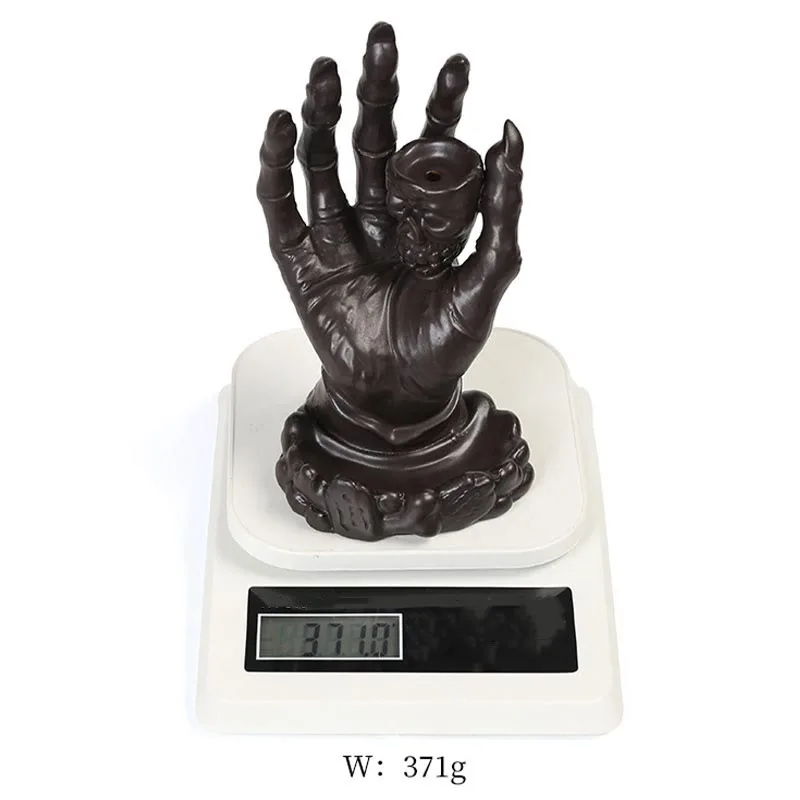 Mythstone Halloween Ghost Hand Skull Head Ceramic Peace Healing Incense Burner Decoration - Image 5