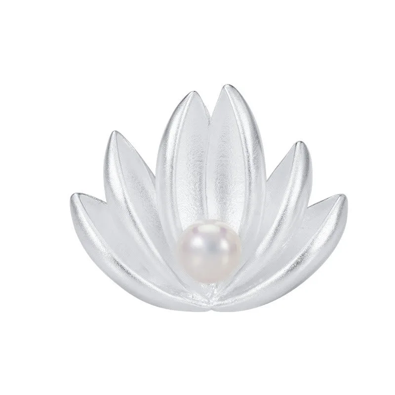 Mythstone 925 Sterling Silver Lotus Flower Pearl New Beginning Brooch - Image 9