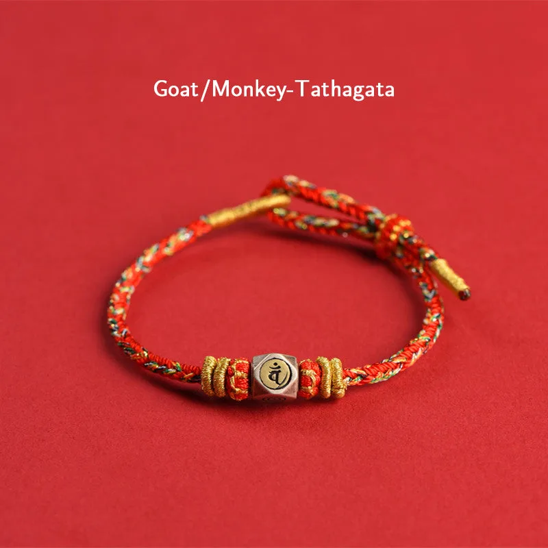 Mythstone 925 Sterling Silver Chinese Zodiac Natal Buddha Red Colorful Rope Luck Handcrafted Bracelet - Image 11