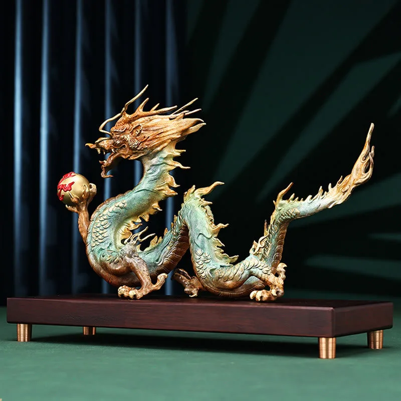 Mythstone Year Of The Dragon Auspicious Dragon Brass Copper Luck Success Office Decoration - Image 9