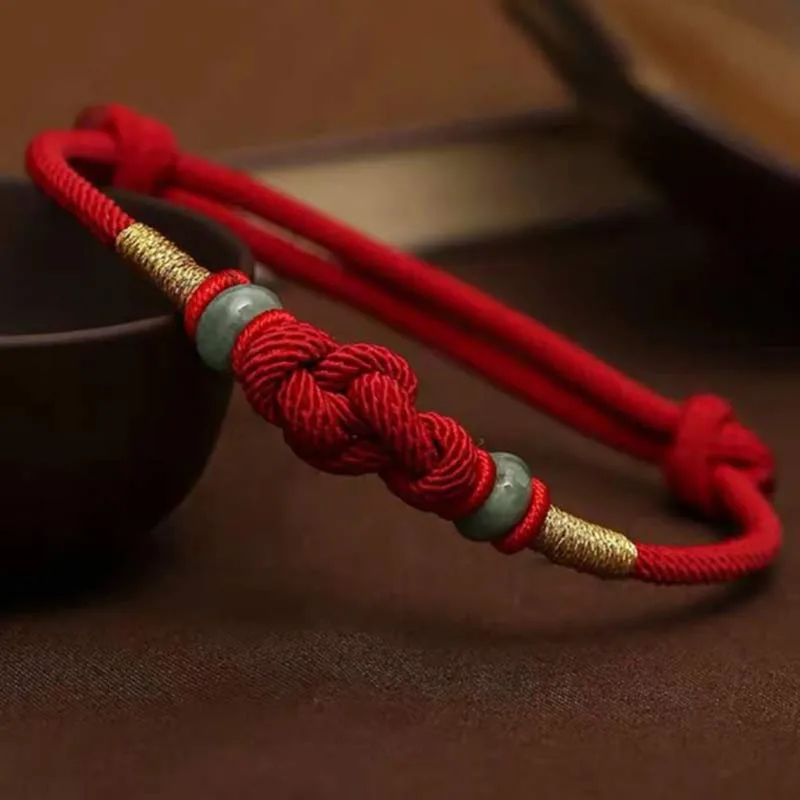 Mythstone Red String Jade Luck Fortune Knot Braided Couple Bracelet - Image 9