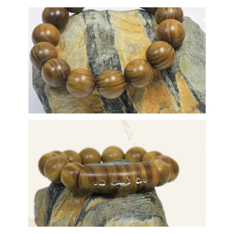 Mythstone 999 Sterling Silver Green Sandalwood Om Mani Padme Hum Dragon Phoenix Dharmachakra Inlaid Peace Bracelet - Image 12