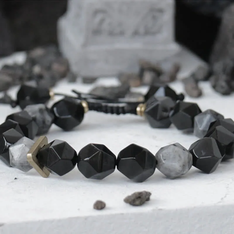 Mythstone Black Obsidian Black Glitter Stone Purification Bracelet - Image 6