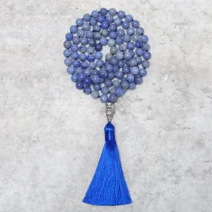 Mythstone 108 Mala Blue Aventurine Beads Yoga Meditation Prayer Beads Necklace
