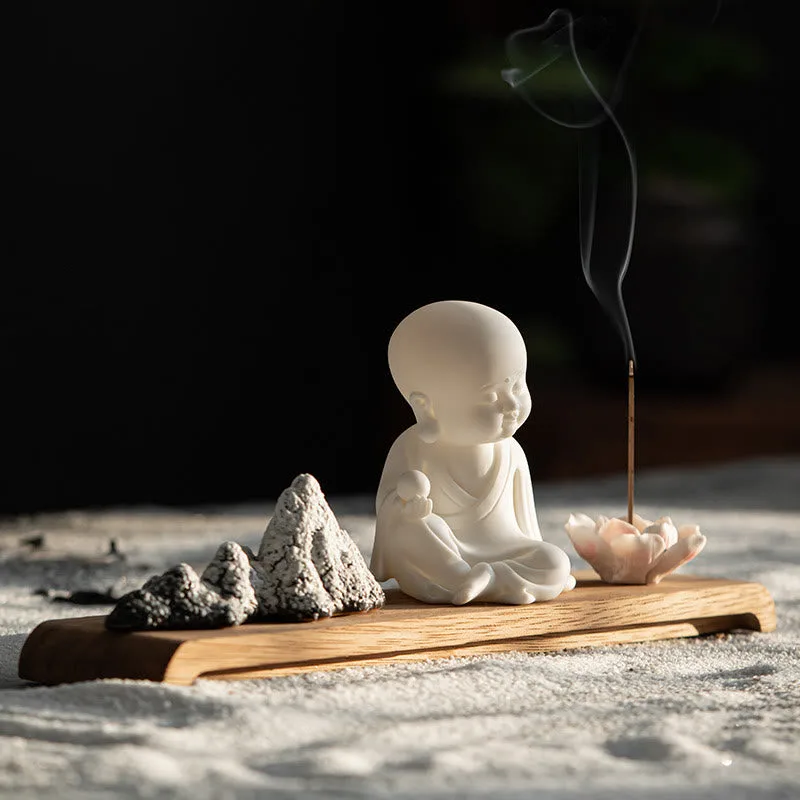 Mythstone Lotus Flower Tathagata Kwan Yin Avalokitesvara Ksitigarbha Meditation Ceramic Stick Incense Burner Decoration - Image 13