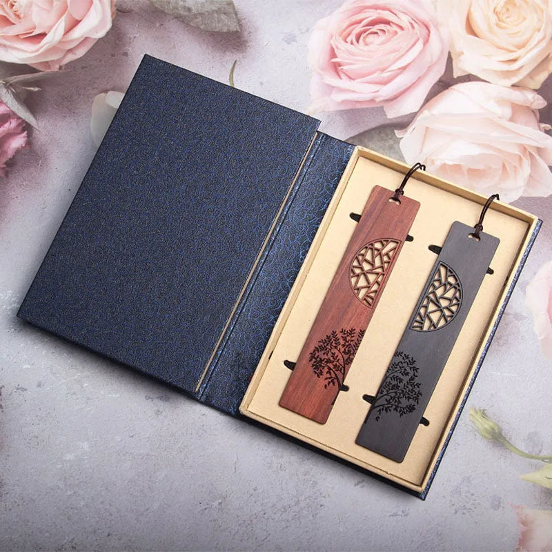 Mythstone The Tree of Life Ebony Wood Small Leaf Red Sandalwood Bookmarks With Gift Box - Image 11