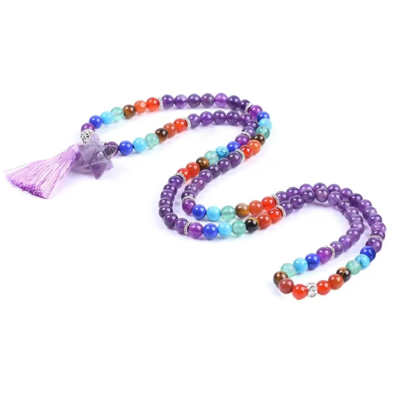 Mythstone 108 Mala Beads Rhodonite Blue Crystal Lazulite Healing Bracelet - Image 9