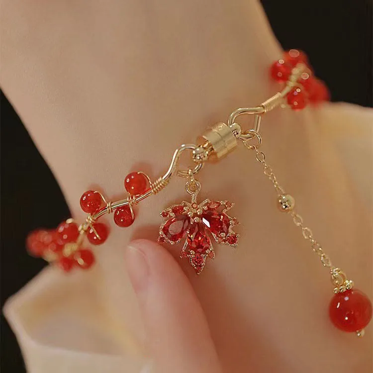 Mythstone Red Maple Leaf Luck Charm Bracelet - Image 11