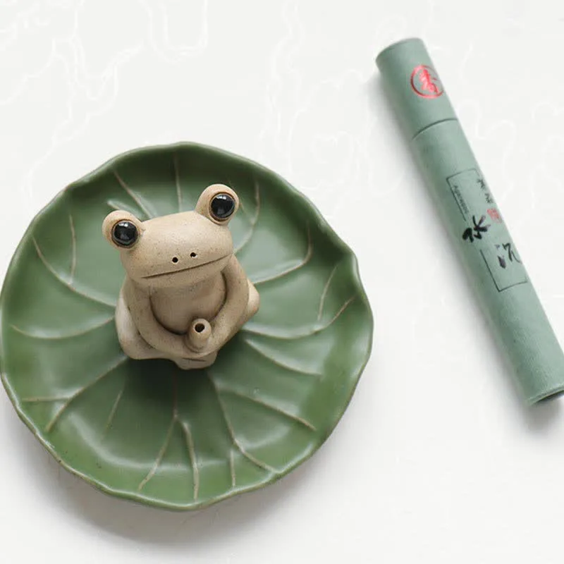 Handmade Ceramic Stick Frog Incense Burner Decoration - Image 7