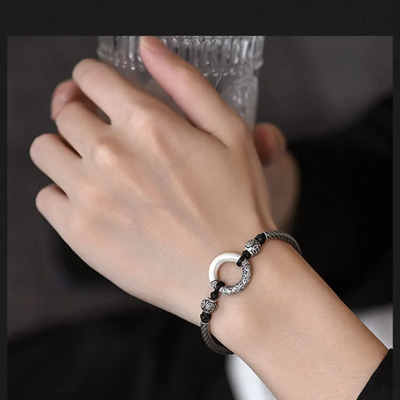 Mythstone 999 Sterling Silver Fu Character Peace Buckle Copper Coin Auspicious Clouds Fortune Bracelet - Image 14