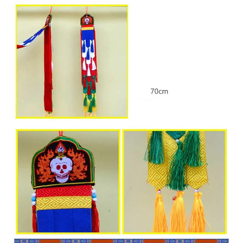 Mythstone Lotus Flower Eight Auspicious Symbols Meditation Enlightenment Colorful Tassels Wall Art - Image 25