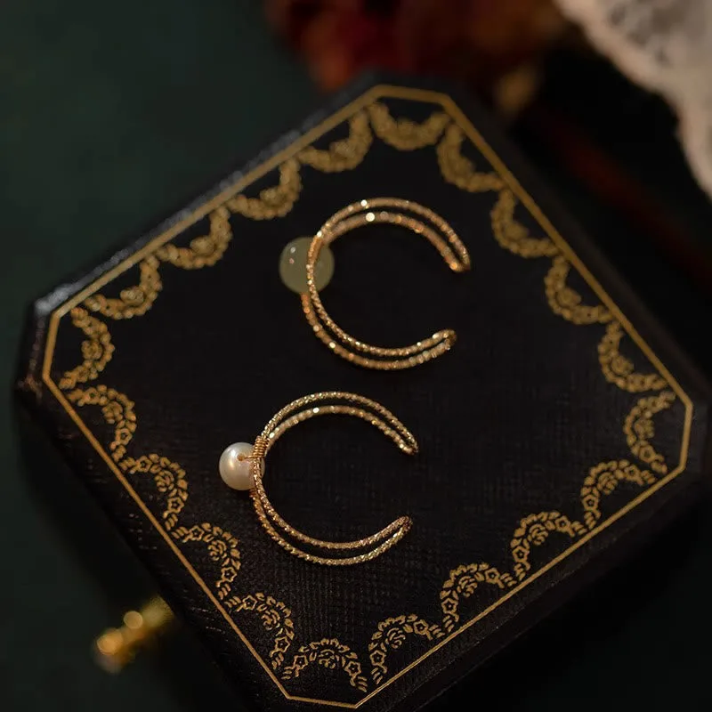 Mythstone Round Jade Pearl Bead Double Layer Copper Luck Adjustable Ring - Image 14