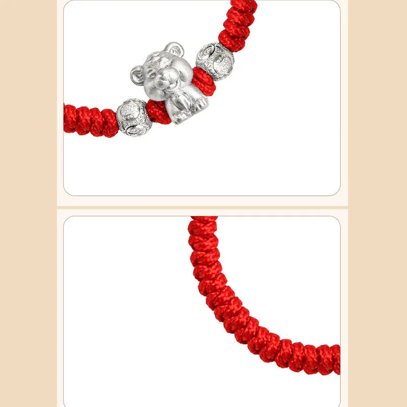 Mythstone 999 Sterling Silver Chinese Zodiac Red Rope Luck Handcrafted Kids Bracelet - Image 11