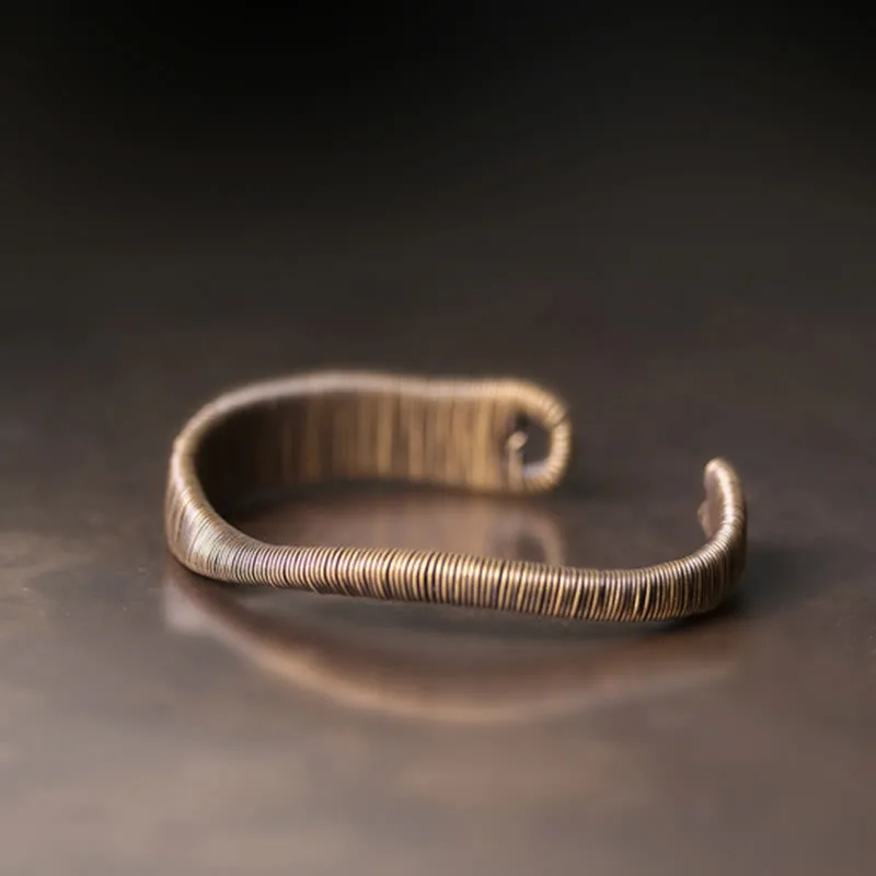 Mythstone Simple Design Wrapped Copper Luck Wealth Adjustable Cuff Bracelet - Image 2