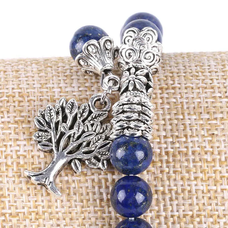 Mythstone Natural Gemstone Tree of Life Lucky Charm Stretch Bracelet - Image 49