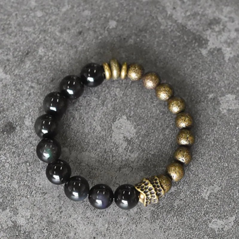 Mythstone Rainbow Obsidian Copper Bead Positive Transformation Bracelet - Image 3