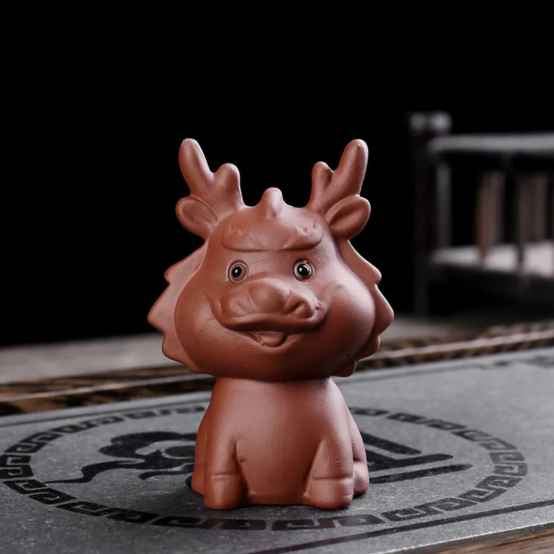 Mythstone Chinese Zodiac Purple Clay Wealth Ceramic Tea Pet Home Figurine Decoration - Image 2