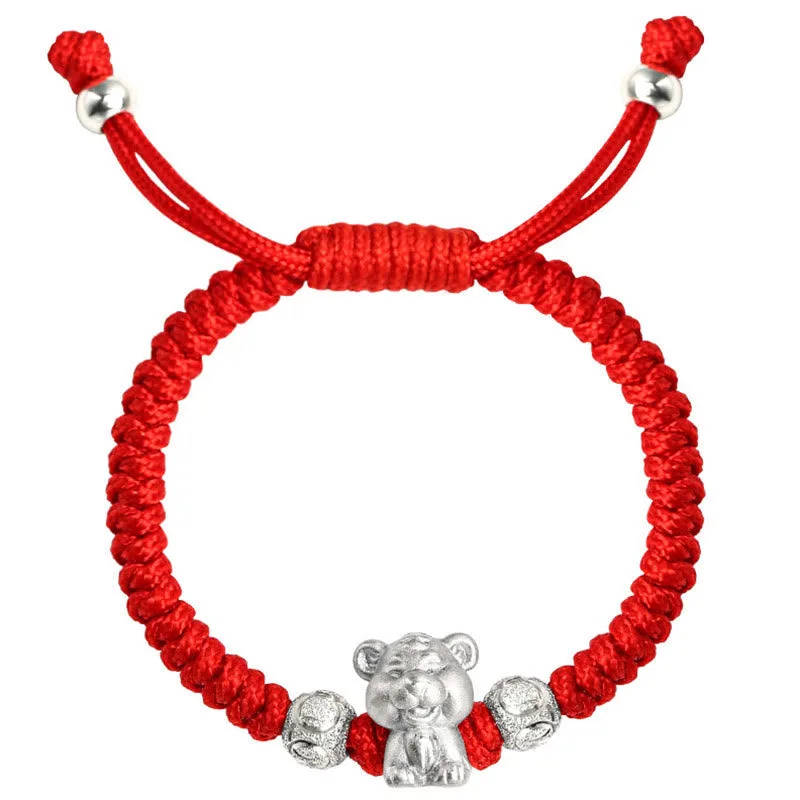 Mythstone 999 Sterling Silver Chinese Zodiac Red Rope Luck Handcrafted Kids Bracelet - Image 14