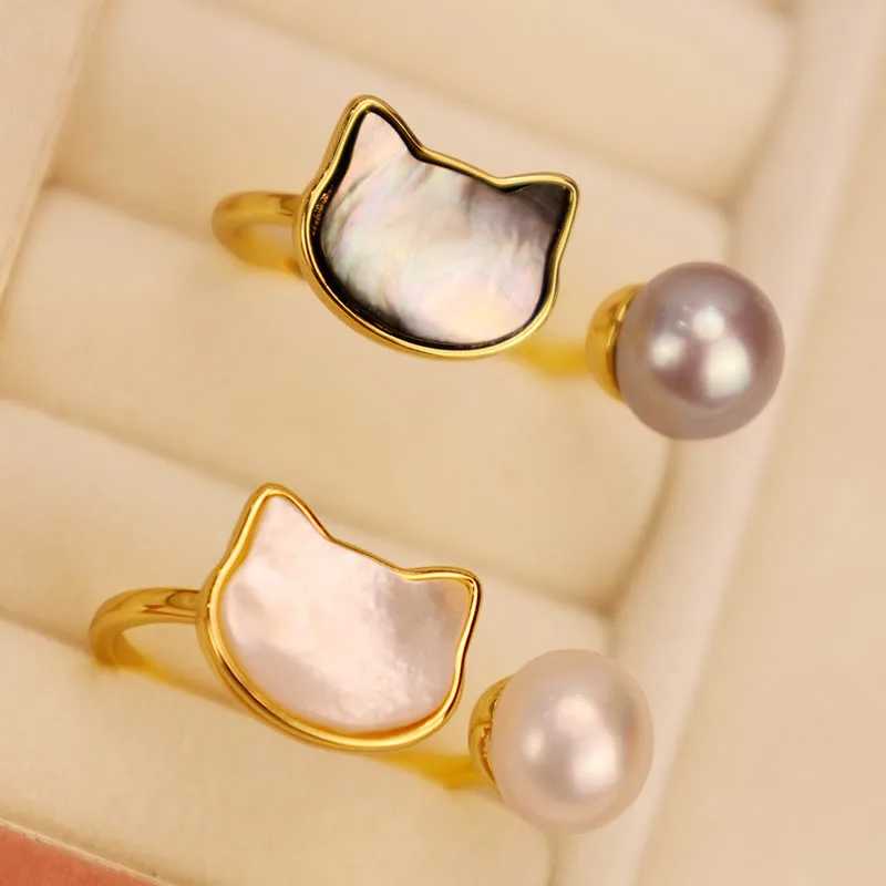 Mythstone Natural Pearl Copper Cat Healing Necklace Pendant Earrings - Image 8