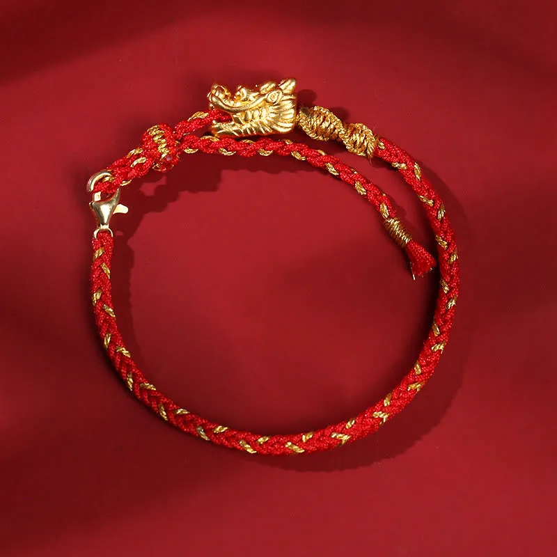 Mythstone 999 Sterling Silver Handcrafted Dragon Luck Eight Thread Knot Red String Braided Bracelet - Image 8
