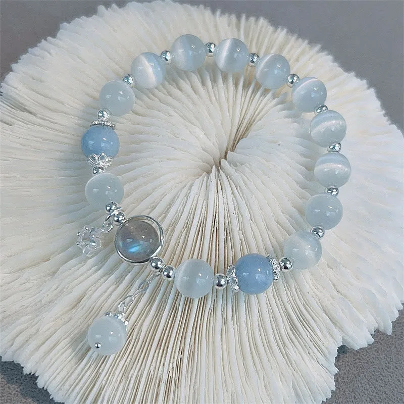MythStone Cat's Eye Moonstone Butterfly Star Charm Support Bracelet - Image 12