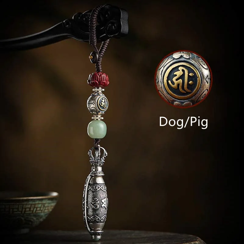 Mythstone 925 Sterling Silver Chinese Zodiac Natal Buddha Six True Words Blessing Keychain Decoration - Image 14