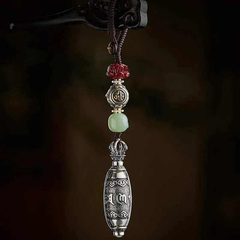 Mythstone 925 Sterling Silver Chinese Zodiac Natal Buddha Six True Words Blessing Keychain Decoration - Image 2