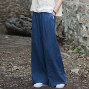 Mythstone Retro Wide Leg Pants Casual Women's Yoga Pants With Pockets