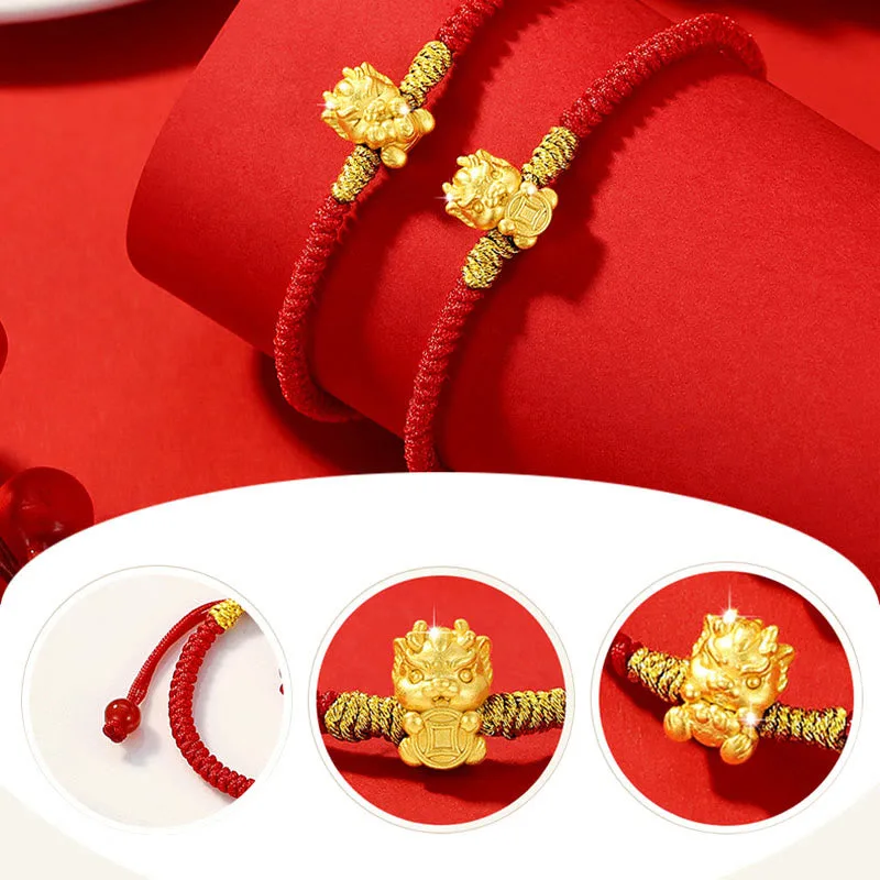 Mythstone 999 Sterling Silver Year of the Dragon Copper Coin Fortune Dragon Fu Character Luck Handcrafted Red String Braided Bracelet - Image 10