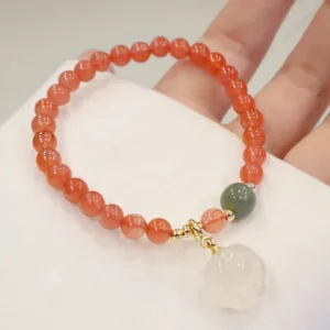 Mythstone Red Agate Chalcedony Cat Paw Jade Confidence Bracelet