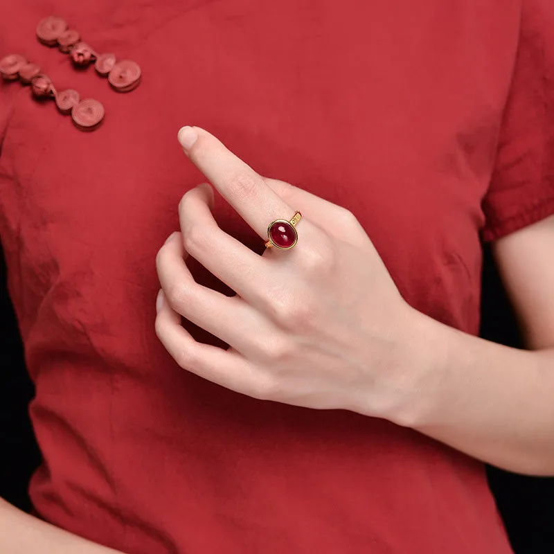 Mythstone 925 Sterling Silver Red Corundum Courage Ring - Image 9