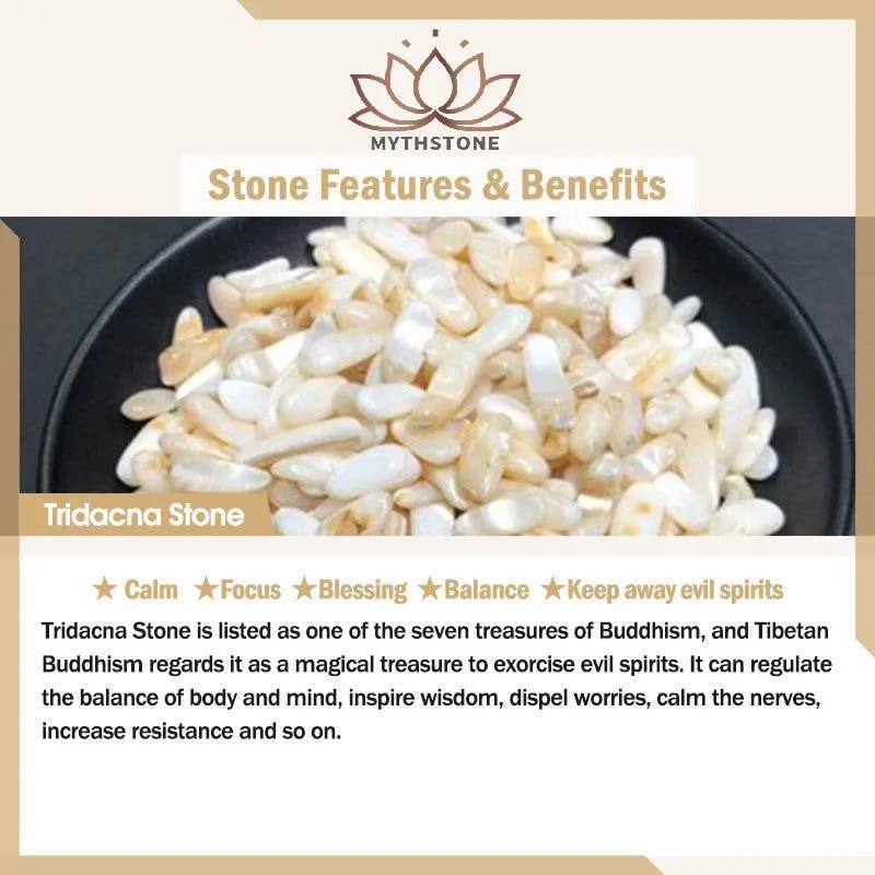 Mythstone Natural Tridacna Stone Crescent Moon Blessing Necklace Pendant - Image 13