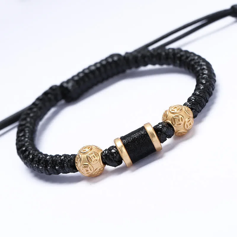 Mythstone 999 Sterling Silver Copper Coin Bead Copper Balance Braided String Bracelet - Image 11