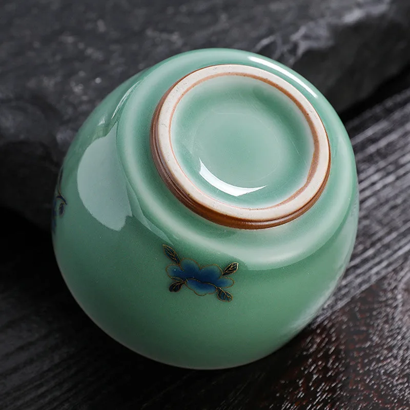 Mythstone - 999 Sterling Silver Gilding Butterfly Goldfish Lotus Koi Fish Ceramic Teacup Kung Fu Tea Cup 120ml - Image 4