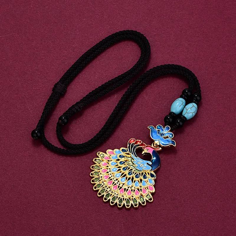 Mythstone Colourful Peacock Amber Turquoise Agate Fortune Necklace Pendant - Image 3