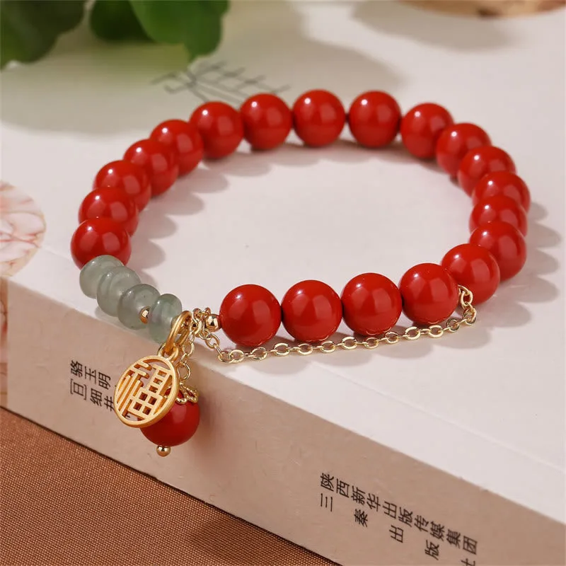 Mythstone Cinnabar Auspicious Fu Character Jade Calm Bracelet - Image 5