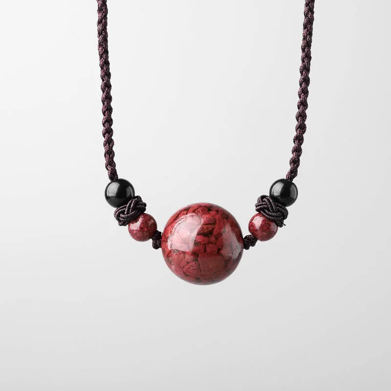 Mythstone Natural Cinnabar Stones Bead Blessing Necklace Pendant - Image 10