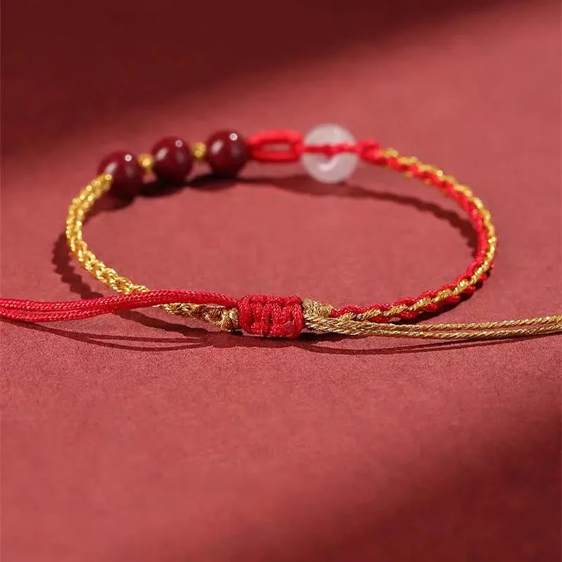 Mythstone Natural Cinnabar Jade Peace Buckle Blessing Bracelet - Image 6