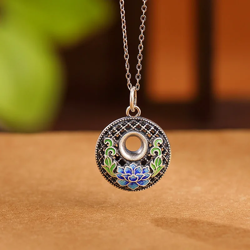 Mythstone - 999 Sterling Silver Koi Fish Fu Character Lotus Peace Buckle Wealth Necklace Pendant - Image 6