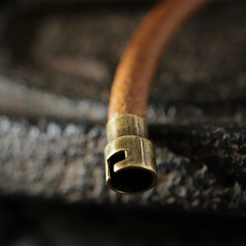 Mythstone Retro Leather Luck Healing Copper Magnetic Buckle Bracelet - Image 7