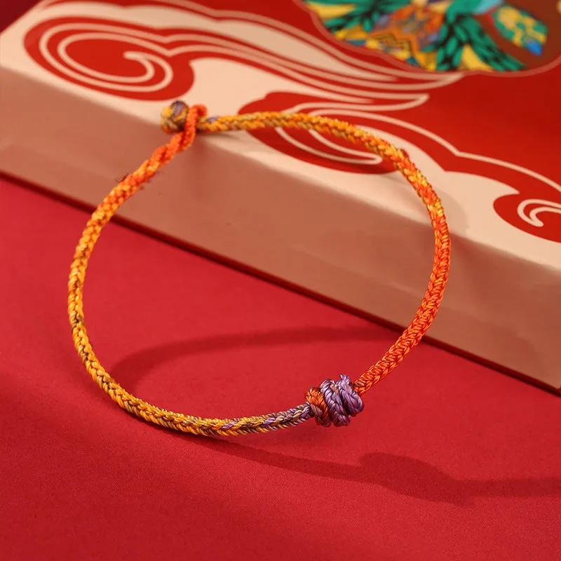 Mythstone Handcrafted Colorful Purple Gold Red Braid Rope Bracelet - Image 4
