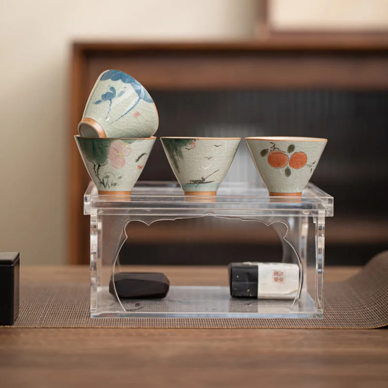 Mythstone Persimmon Boat Koi Fish Lotus Ceramic Teacup Kung Fu Tea Cup 50ml - Image 18