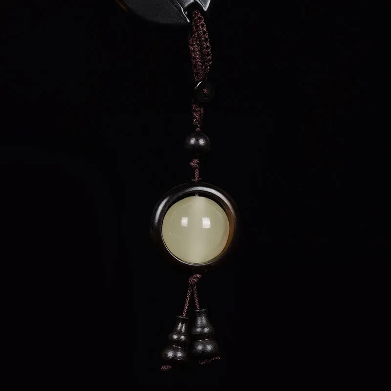 Mythstone Red Sandalwood Ebony Wood Green Sandalwood Luminous Lucky Bead Gourd Peace Key Chain - Image 9