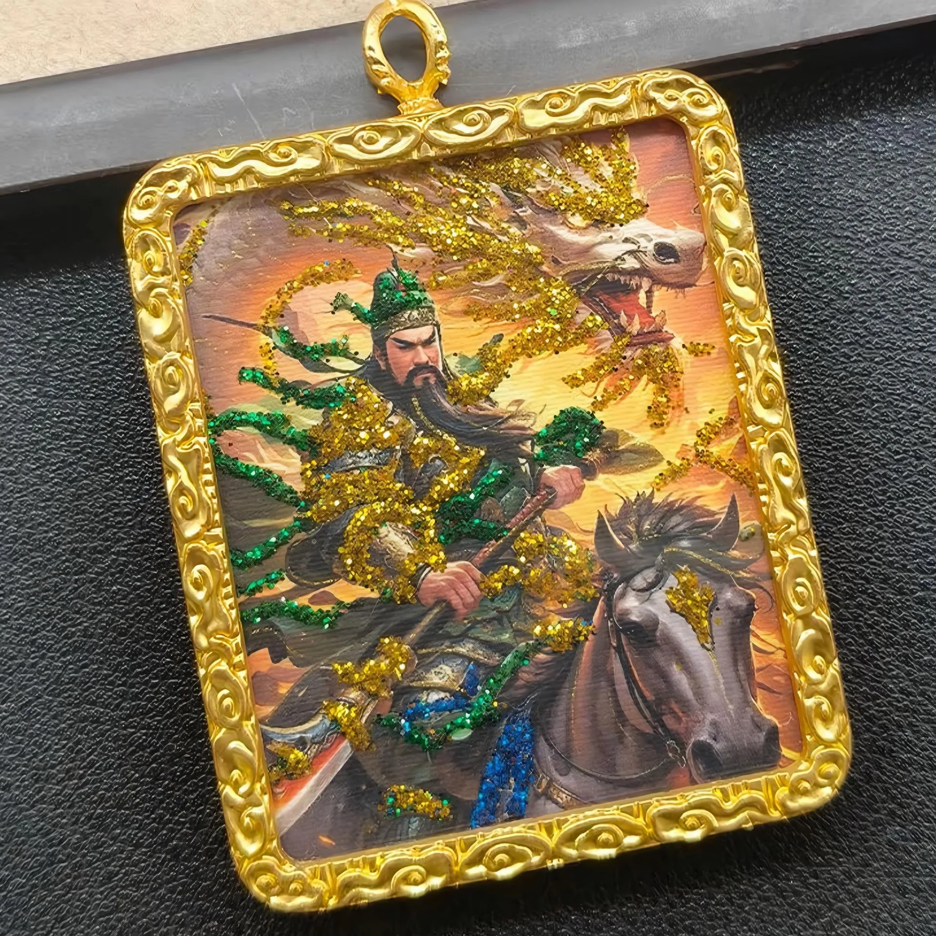 Mythstones Tibetan Zakiram God of Painted Thangka Hope Necklace Pendant - Image 5